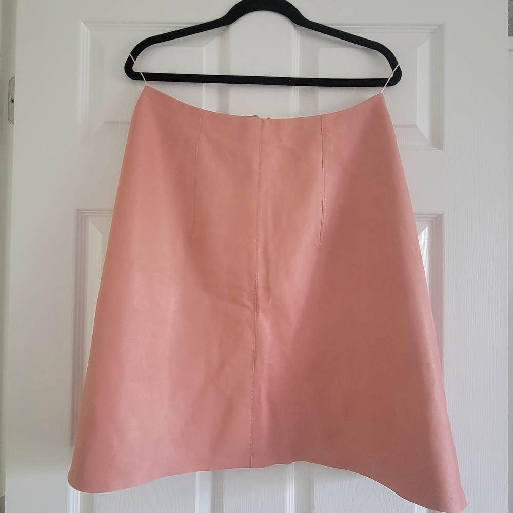Nina Ricci Blush A-Line Genuine Leather Skirt